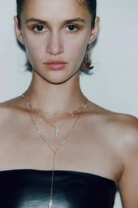ZARA WOMAN NEW SS23 PEARL NECKLACE GOLDEN MULTI STRAND 4736/240 - Picture 1 of 4