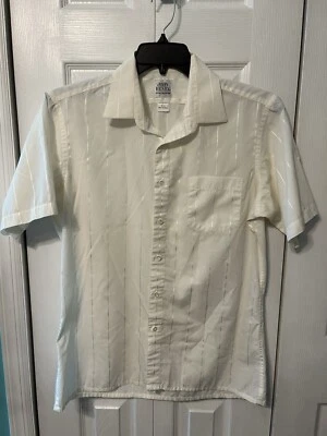 JOHN HENRY 男式修身系列短袖米色纽扣衬衫 16 1/2 — 第 1/4 张图片