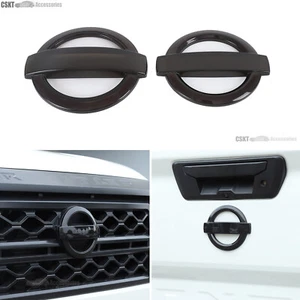 Fits 2022-2025 Nissan Frontier Front Rear Emblem Smoked Cover Blackout OVERLAY - Picture 1 of 24