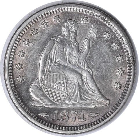 1874 Liberty Seated Silver Quarter BU Uncertified #102 Cover