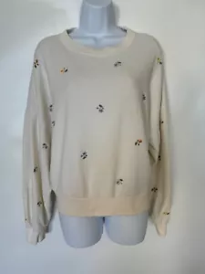 GAP Damen XL creme mit bestickten Blumen Dolmanärmel mühelos Sweat Shirt - Bild 1 von 8