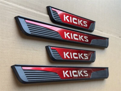 Protector de tira de alféizar de puerta de acero rojo para accesorios de coche Nissan Kicks placa rasguño Foto 1 de 4