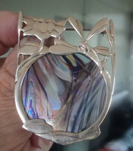 Pat Cheney Brooch Pendant Dragonfly Stg Silver Art Nouveau John Ditchfield Glass - Foto 1 di 16