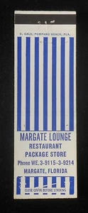 1950s Margate Lounge Restaurant Package Store Margate FL Broward Co Matchbook - Picture 1 of 1