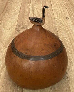 Dried Gourd with Hinged Lid Canadian Goose Decor Rustic Man Cave Cabin Hunting - Picture 1 of 5