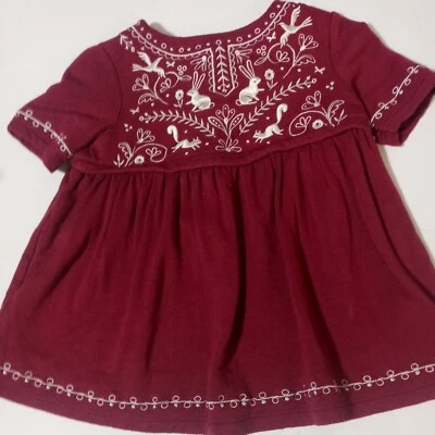 Vestido Heirlooms By Polly Flinders Niñas Talla 12 Meses Granate/Blanco Borde Bosque Foto 1 de 4