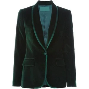 Abrigo Blazer Para Hombres Terciopelo Chaqueta Verde Diseñador Novios Boda Esmoquin Nuevo Informal  - Imagen 1 de 2