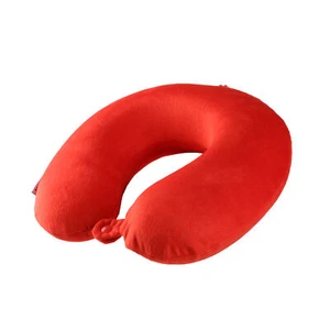 Laser Memory Foam Neck Pillow - Ergonomic Travel Support, Hypoallergenic, Red - Picture 1 of 5