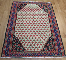 Old Handmade Persian Kilim Rose Design 145 x 110 cm Fine Handwoven Wool Rug
