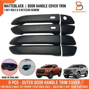 4DR MATTEBLACK DOOR HANDLE COVER TRIM For ISUZU D-MAX DMAX 20-23 MU-X SUV 21-23 - Picture 1 of 7