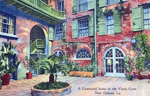 Postal de la escena del patio de Nueva Orleans Louisiana en el Vieux Carre - Imagen 1 de 2