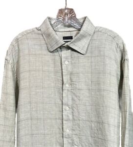 Jos A. Bank Reserve Traditional Fit Green Button Down 100% Linen Shirt Sz Large