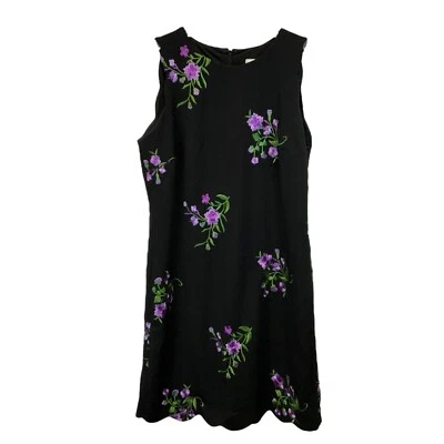 Talla 6 Nuevo Vestido Jones Studio Negro Púrpura Floral Bordado Sin Mangas Forrado Corto Foto 1 de 4