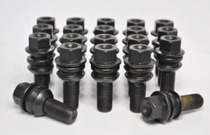 20 x M14 x 1.5, 53mm Thread, Radius Seat Wheel Bolts (Black) - Picture 1 of 2