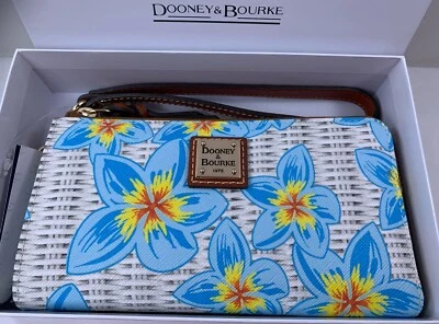 Cartera Muñequera Dooney & Bourke Plumeria Plegable Cremallera Color Azul Cielo/Blanco Foto 1 de 4