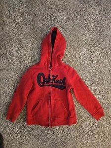 BOYS 6 OSHKOSH ZIP UP HOODIE RED SWEATSHIRT - Picture 1 of 6