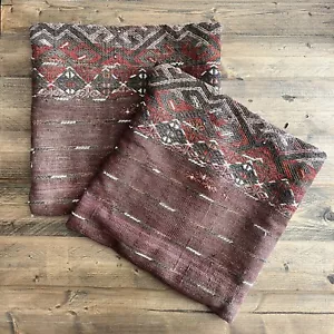 Pillow Covers Southwest Tribal 100% Wool Hand Woven Kilim Zipper Pair 16" x 16" - Picture 1 of 9