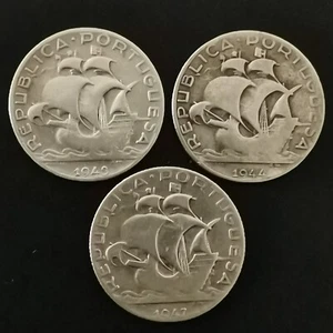 LOT 3 * 2,5 ESCUDOS SILBER CARAVELLE 1943 1944 1947 PORTUGAL / (Ref Lot Nr. 18) - Bild 1 von 2