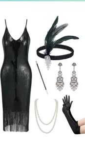 Dazzling 20's Flapper Womens Adult XL Halloween Costume NEW 7PCS - Picture 1 of 7