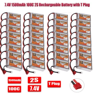 Batteria LiPo 2S 1500mAh 7.4V 100C Dean T Plug per RC auto aereo elicottero UK - Foto 1 di 69