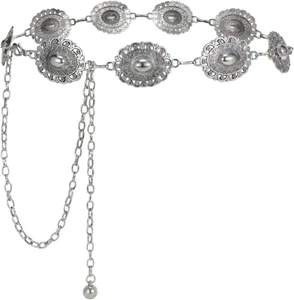 Western Chain Belt Vintage Concho Cowgirl Waist Chain Belt for Women Dresses Jea - Picture 1 of 12
