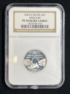 2003-S Missouri Silver Statehood Quarter NGC PF 70 ULTRA CAMEO Perfect Coin! - Picture 1 of 2