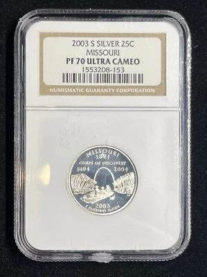 2003-S Missouri Silver Statehood Quarter NGC PF 70 ULTRA CAMEO Perfect Coin! - Image 1 of 2