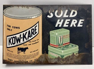 SCARCE ORIGINAL ANTIQUE KOW-KARE SOLD HERE DOUBLE SIDED FLANGED SIGN ~ FARM VET - Picture 1 of 4