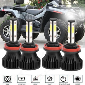LED Headflight For Can-Am Defender HD5 HD8 HD10 Combo Bulbs Light Kit 4X H11 - Picture 1 of 11