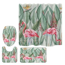 4x Bathroom Set Shower Waterproof Curtain Anti-Skip For Bathroom Decoration