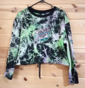 Santa Cruz Green Purple Tie-dye Sexy Cropped Pullover Sweatshirt size Medium - Picture 1 of 4