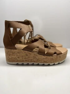 Sorel Cameron flache Schnürsandalen hellbraun Leder Plateau Damengröße 9 - Bild 1 von 10