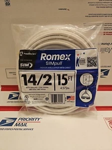 NEW Southwire Romex SimPull 15 ft. 14/2 Indoor Wire/Copper NM-B Cable - Picture 1 of 9