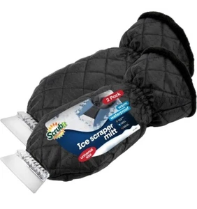 Ice Scraper with Glove Car Windshield Scraper for Ice Snow w/ Fleece Mitt 2 Pack - Picture 1 of 7