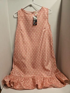 Rosa Kleid mit weißen Tupfen 36" lang 18,5" Breite Größe L Marke Xiranmei - Bild 1 von 10