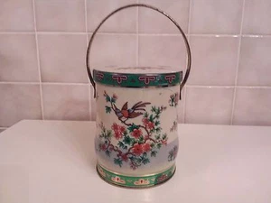 Rare Daher Tin Container Birds/Floral pattern w/Handle England - Picture 1 of 5