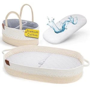 Baby Dresser Changing Basket for Newborns - Moses Basket with Diaper Caddy - Picture 1 of 8