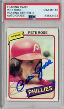 1980 Topps Pete Rose Philles Signed Card #540 PSA/DNA Certified Gem Mint 10 Auto