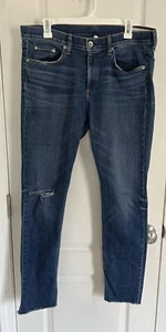 Rag & Bone Dre Slim Boyfriend Jeans Women’s Size 32 Medium Wash Raw Hem  - Picture 1 of 11
