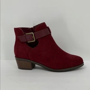 Market & Spruce Odeya ankle boots bootie shoe burgundy heel cut-out new 6.5 WIDE - Picture 1 of 6