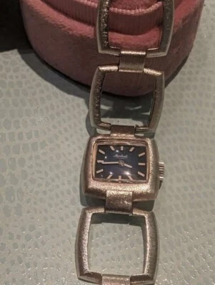 Frauen 835 Silber Mintrial uhr in blauem Zifferblatt, Handaufzug länge 18,5cm - Bild 1 von 4