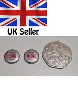 2X Seat Replacement remote Key fob Badge 3D Emblem Sticker Decal 14mm - Picture 1 of 3