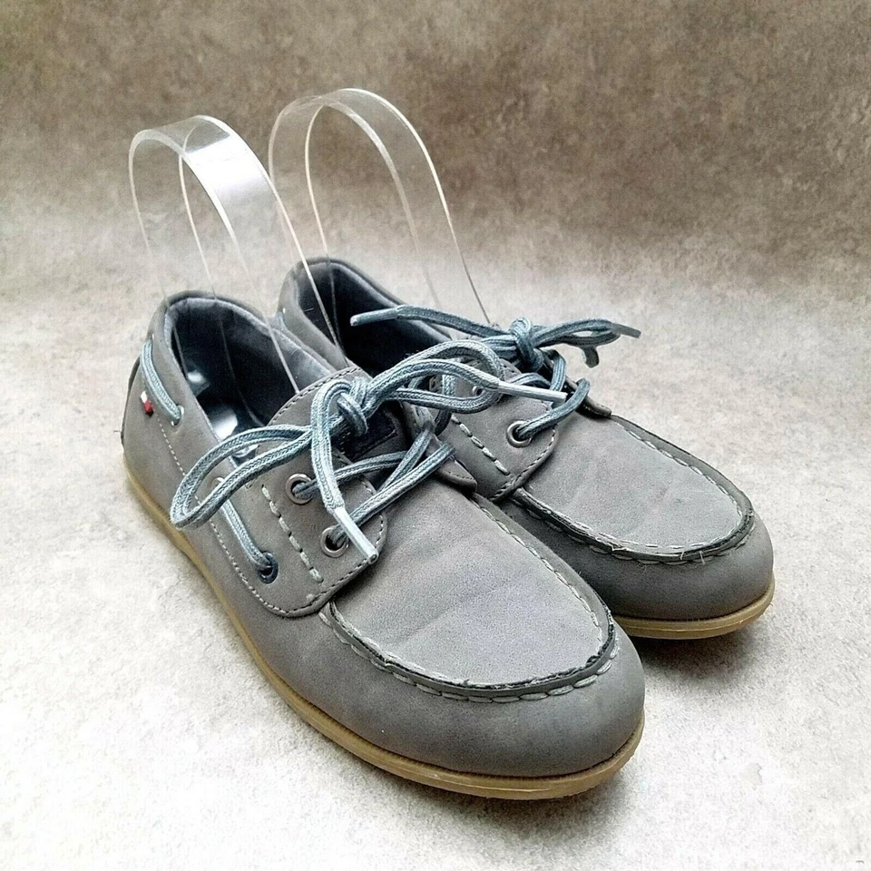 Tommy Hilfiger Niños Grandes Douglas Hampton Talla 1 M Gris Sin Cordones Barco Zapatos Mocasín Foto 1 de 4
