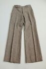 Vintage 70s Flared Tan Brown Donegal Tweed Flared Flat Front Pants Sz 26 x 31