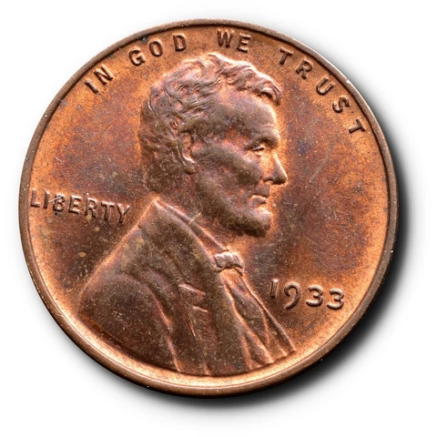 1933 1C Lincoln Wheat Cent RB Uncirculated Red Brown Cover