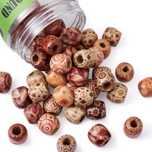 50pcs Wood Barrel Beads For Craft Jewelry Making Loose Spacer Charms 16x17mm - Picture 1 of 12