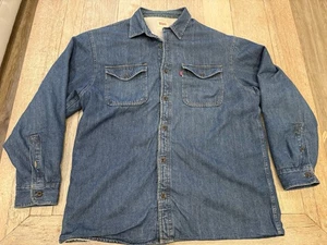 Levis Shacket Men XL Blue Denim Shirt Jacket Sherpa Fleece Lined - Picture 1 of 9