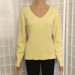 Maglione donna High Sierra maglia cavo scollo a V giallo taglia L - Foto 1 di 8