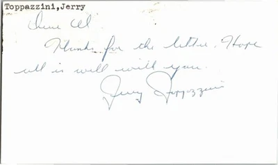 -Jerry Toppazzini- (d.2012) Signed/Autograph/Auto Postcard Boston Bruins NHL - Image 1 of 2