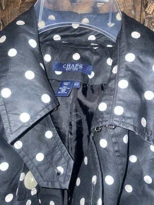 Chaps Petite S Polka Dot Trench NWOT - Image 1 of 4